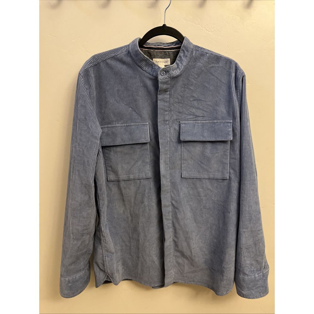 Blue Courdory Sun & Stone Long Sleeve‎ Shirt Sz Lg